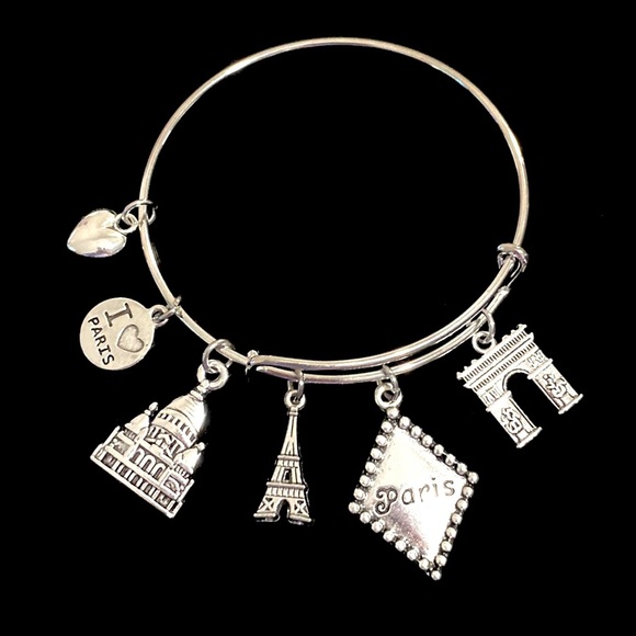 Paris France Charm Bracelet Bangle - Picture 1 of 7